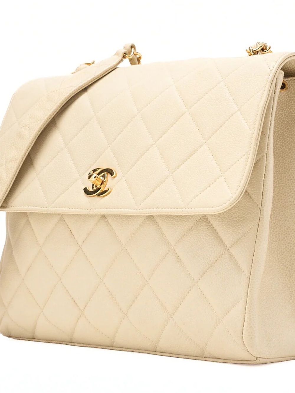 CHANEL Matelasse Square Chain Shoulder Bag – Beige - Picture 2 of 7